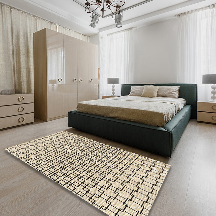 Patterned Wheat Beige Rug in a Bedroom, pat2399brn