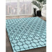 Machine Washable Transitional Deep-Sea Green Rug in a Family Room, wshpat2399lblu