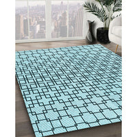 Patterned Deep-Sea Green Rug, pat2399lblu