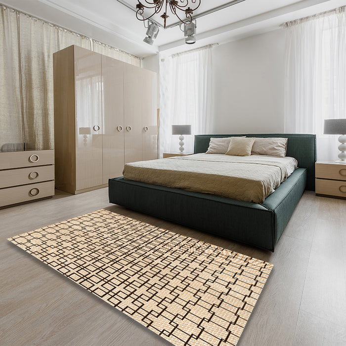 Patterned Sienna Brown Rug in a Bedroom, pat2399org