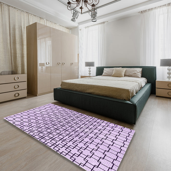 Patterned Purple Flower Purple Rug in a Bedroom, pat2399pur