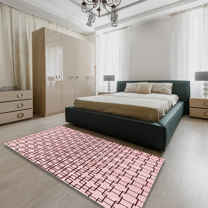 Patterned Light Rose Pink Rug in a Bedroom, pat2399rd
