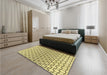 Patterned Mustard Yellow Rug in a Bedroom, pat2399yw