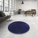 Round Patterned Night Blue Rug in a Office, pat24blu