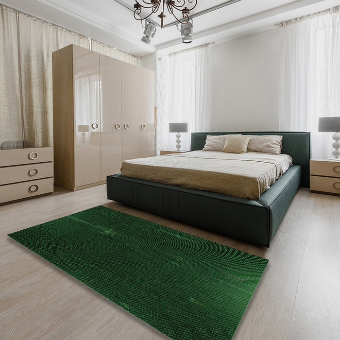 Patterned Deep Emerald Green Rug in a Bedroom, pat24grn