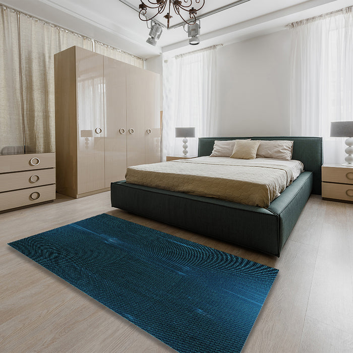 Patterned Teal Green Rug in a Bedroom, pat24lblu
