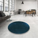 Round Patterned Teal Green Rug in a Office, pat24lblu