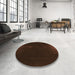 Round Patterned Red Brown Rug in a Office, pat24org