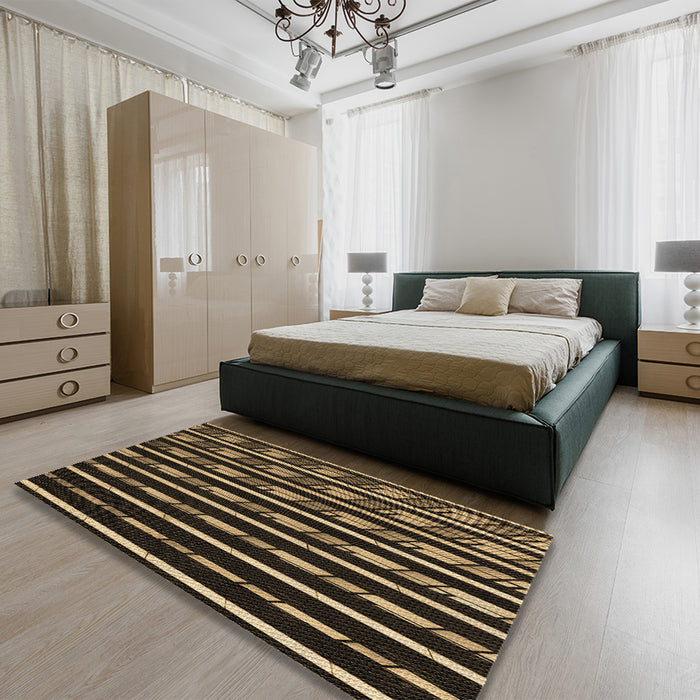 Patterned Bronze Brown Rug in a Bedroom, pat240brn