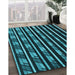 Machine Washable Transitional Dark Turquoise Green Rug in a Family Room, wshpat240lblu