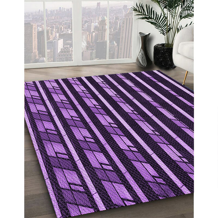 Patterned Purple Rug in Family Room, pat240pur