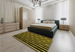 Patterned Midnight Gray Rug in a Bedroom, pat240yw