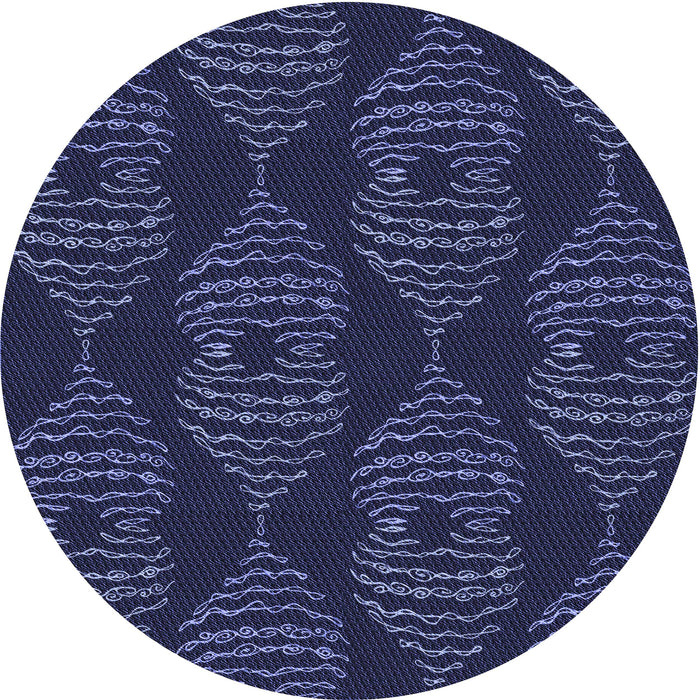 Square Patterned Night Blue Rug, pat2400blu