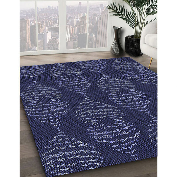 Machine Washable Transitional Night Blue Rug in a Family Room, wshpat2400blu