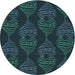 Square Machine Washable Transitional Deep Teal Green Rug in a Living Room, wshpat2400lblu