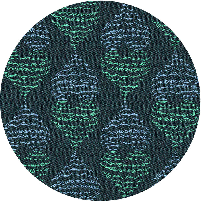 Square Patterned Deep Teal Green Rug, pat2400lblu