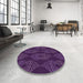 Round Patterned Dark Orchid Purple Rug in a Office, pat2400pur