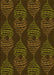 Patterned Dark Yellow Green Rug, pat2400yw