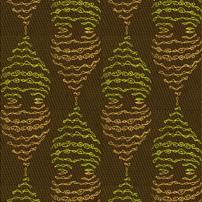 Patterned Dark Yellow Green Rug, pat2400yw