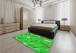 Patterned Lime Green Rug in a Bedroom, pat2401grn