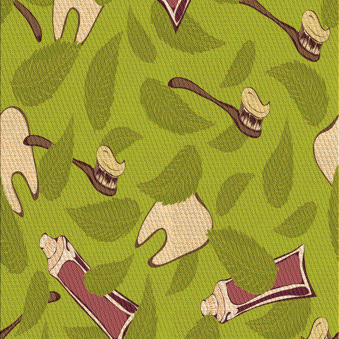 Patterned Dark Yellow Green Rug, pat2401org