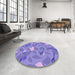 Round Patterned Purple Mimosa Purple Rug in a Office, pat2401pur