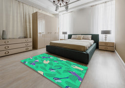 Patterned Earth Green Novelty Rug in a Bedroom, pat2401
