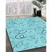 Patterned Blue Turquoise Green Rug in Family Room, pat2402lblu