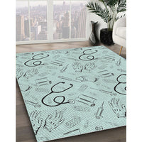 Patterned Light Slate Blue Novelty Rug, pat2402