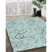 Patterned Light Slate Blue Novelty Rug in Family Room, pat2402