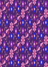 Machine Washable Transitional Bright Purple Rug, wshpat2403pur