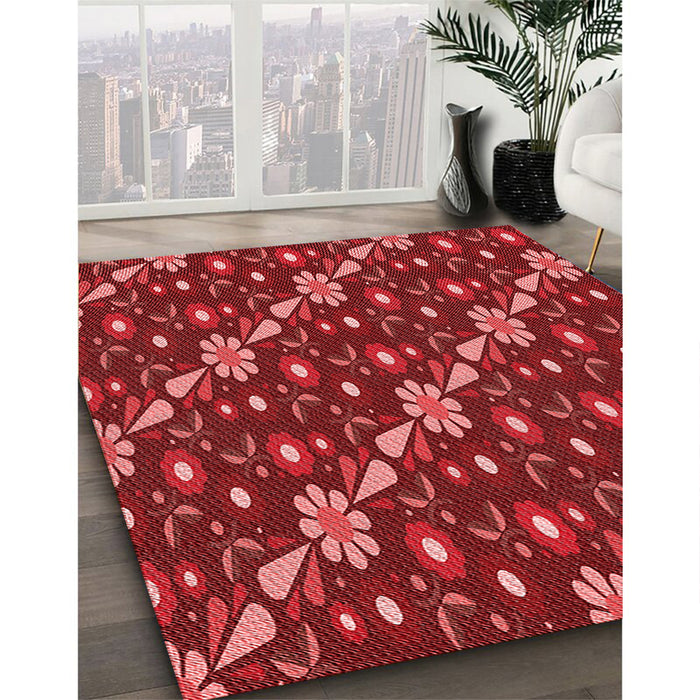 Machine Washable Transitional Red Rug in a Family Room, wshpat2403rd