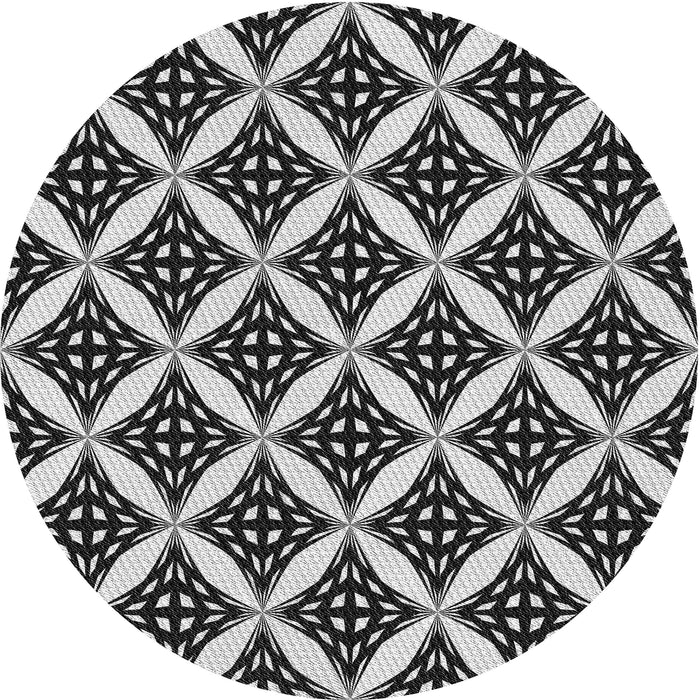 Square Patterned Charcoal Black Rug, pat2404gry