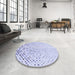 Round Patterned Lavender Blue Rug in a Office, pat2405blu