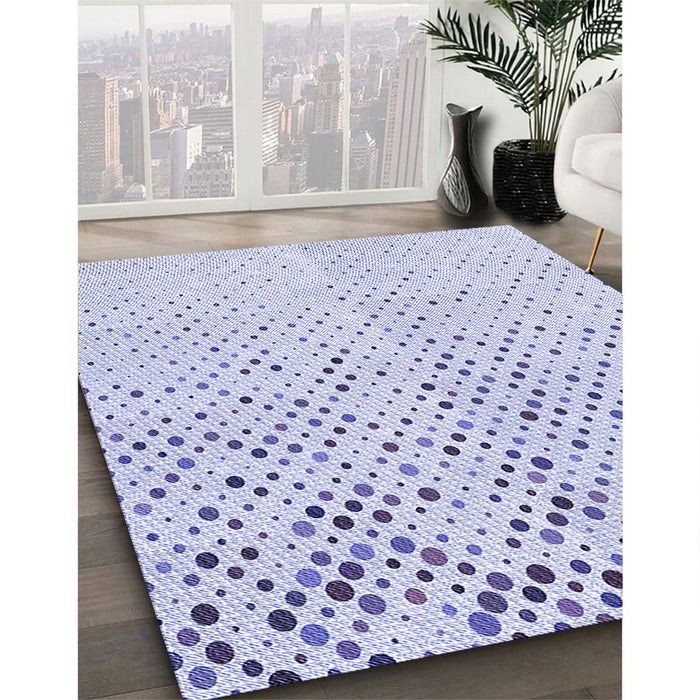 Patterned Lavender Blue Rug in Family Room, pat2405blu