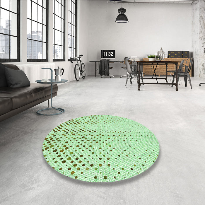 Round Patterned Mint Green Rug in a Office, pat2405grn