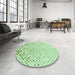 Round Patterned Mint Green Rug in a Office, pat2405grn