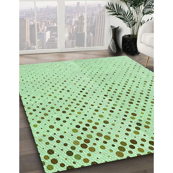 Patterned Mint Green Rug in Family Room, pat2405grn