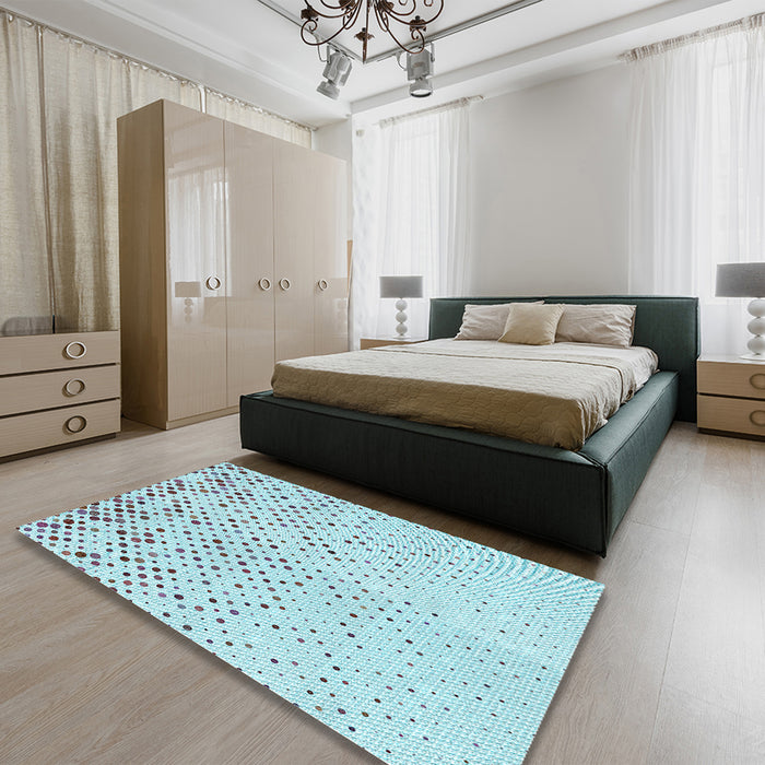 Patterned Blue Rug in a Bedroom, pat2405lblu