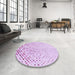 Round Patterned Orchid Purple Rug in a Office, pat2405pur