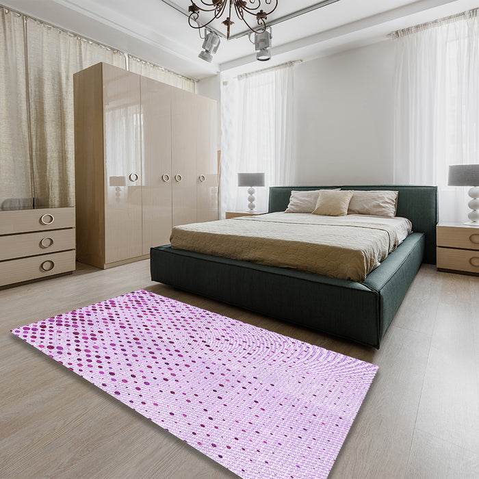 Round Machine Washable Transitional Orchid Purple Rug in a Office, wshpat2405pur