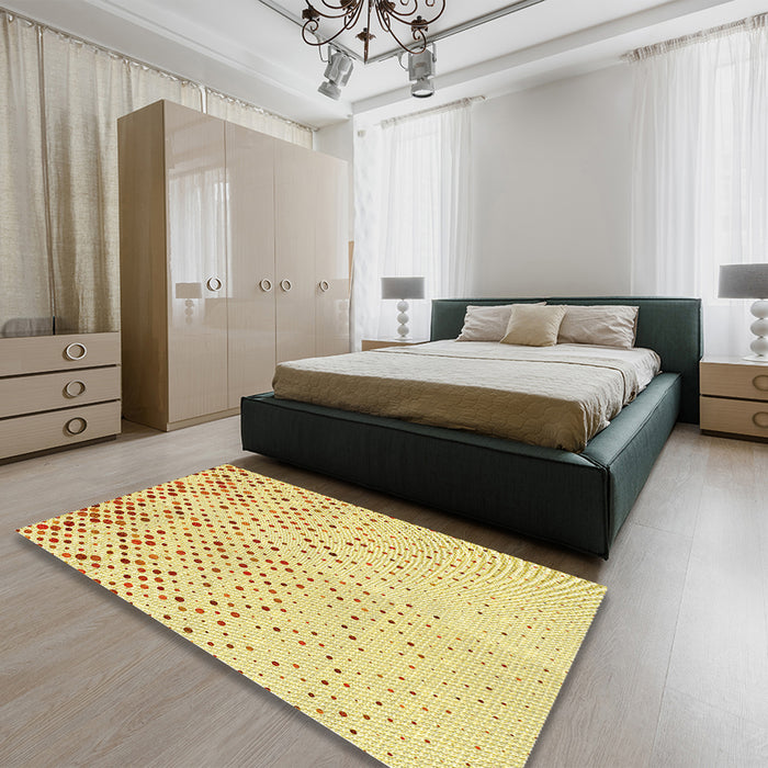 Patterned Sun Yellow Rug in a Bedroom, pat2405yw