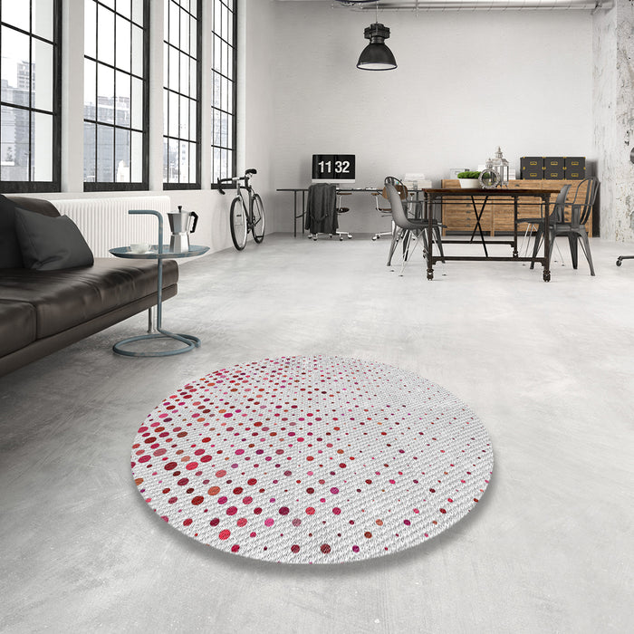 Round Patterned Off-White Novelty Rug in a Office, pat2405