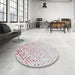 Round Machine Washable Transitional White Smoke Rug in a Office, wshpat2405