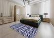 Patterned Night Blue Rug in a Bedroom, pat2406blu