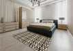 Patterned Midnight Gray Rug in a Bedroom, pat2406brn