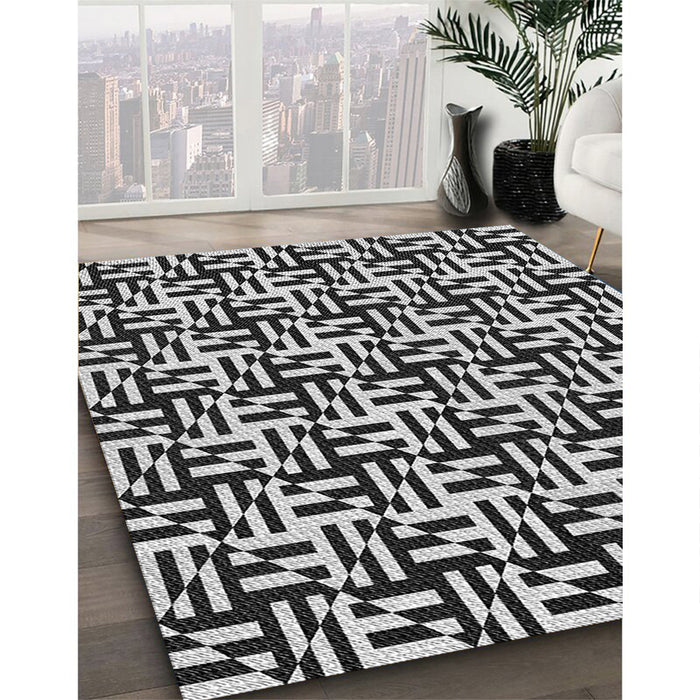 Machine Washable Transitional Charcoal Black Rug in a Family Room, wshpat2406gry