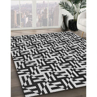 Patterned Charcoal Black Rug, pat2406gry