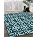 Patterned Blue Rug in Family Room, pat2406lblu