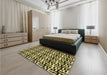 Patterned Black Brown Rug in a Bedroom, pat2406yw